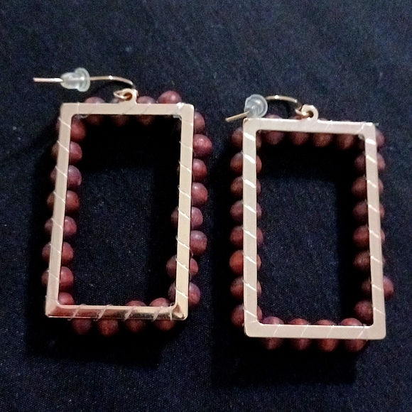 Wood Bead Earrings - Picture 2 of 2
